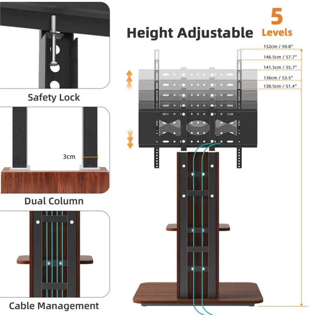 Heavy Duty TV Floor Stand Adjustable Mount 65