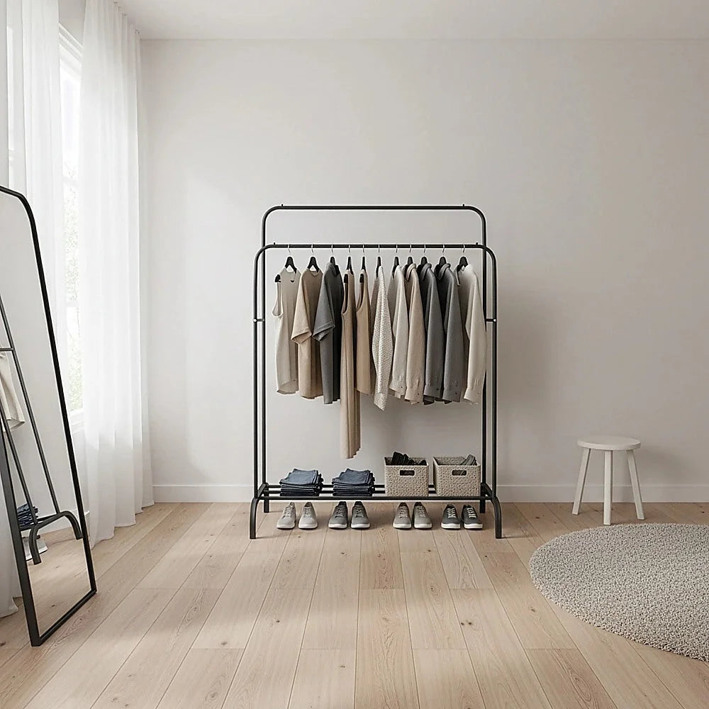 Heavy Metal Double Clothes Rail Hanging Rack Garment