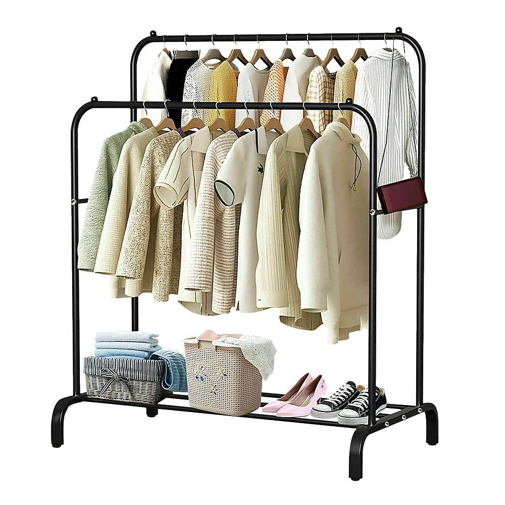 Heavy Metal Double Clothes Rail Hanging Rack Garment