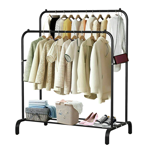 Heavy Metal Double Clothes Rail Hanging Rack Garment