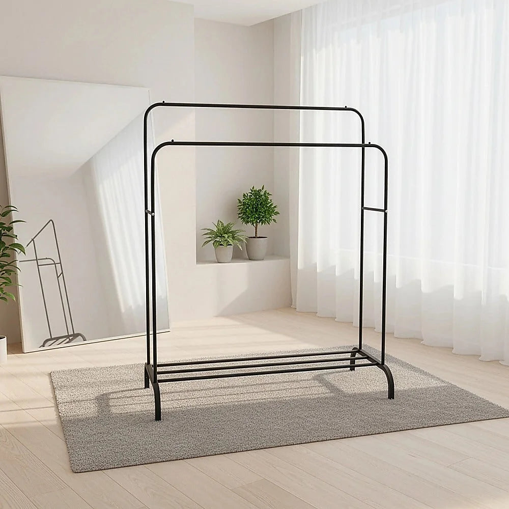 Heavy Metal Double Clothes Rail Hanging Rack Garment