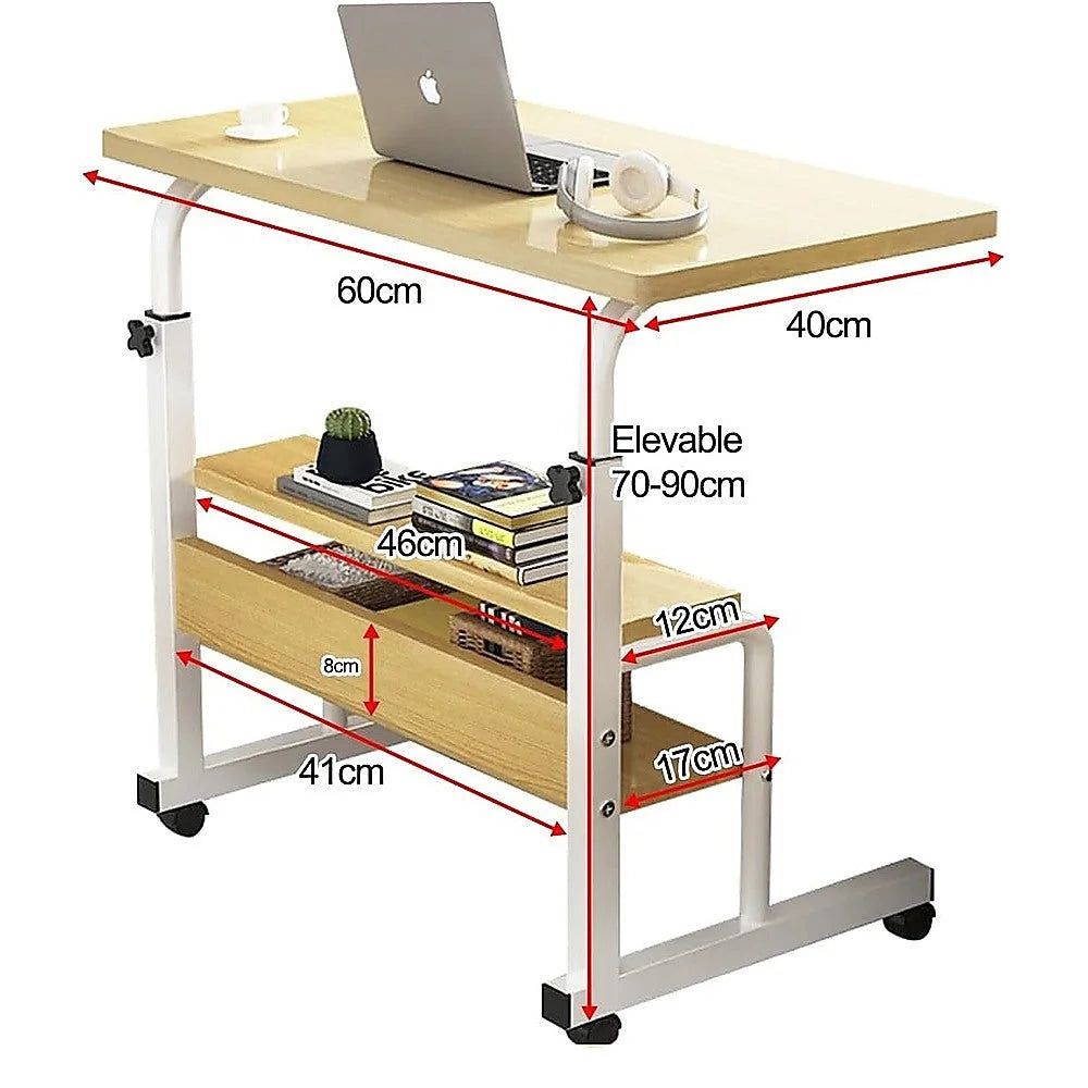 Height Adjustable Rolling Overbed Table – 60cm Mobile