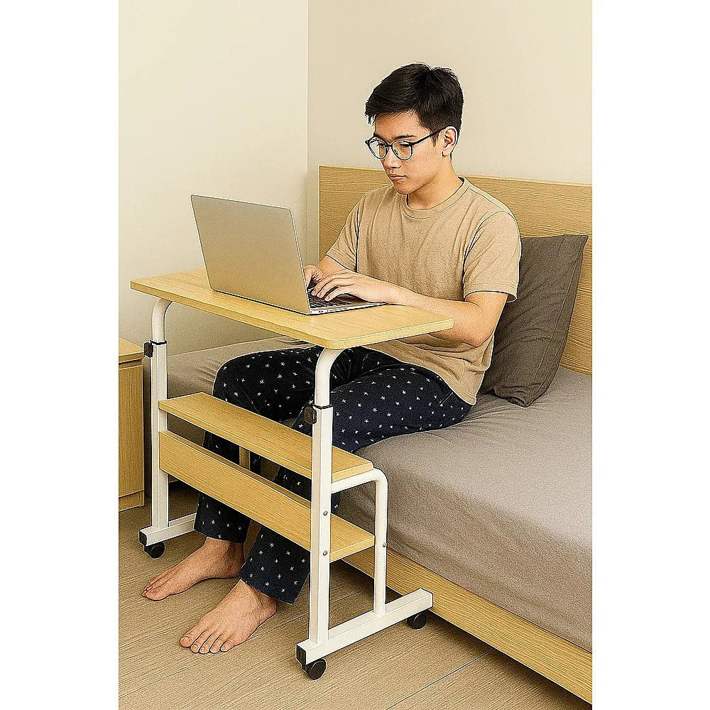 Height Adjustable Rolling Overbed Table – 60cm Mobile