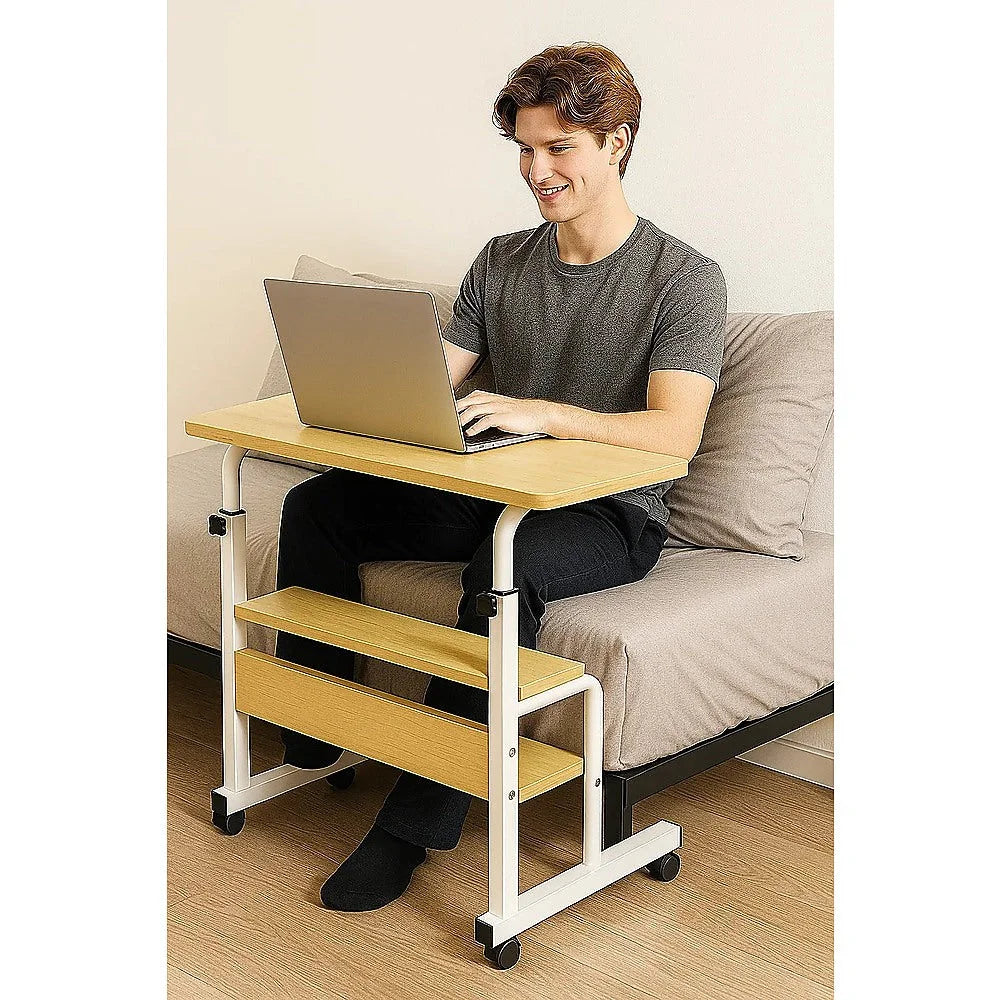 Height Adjustable Rolling Overbed Table – 60cm Mobile