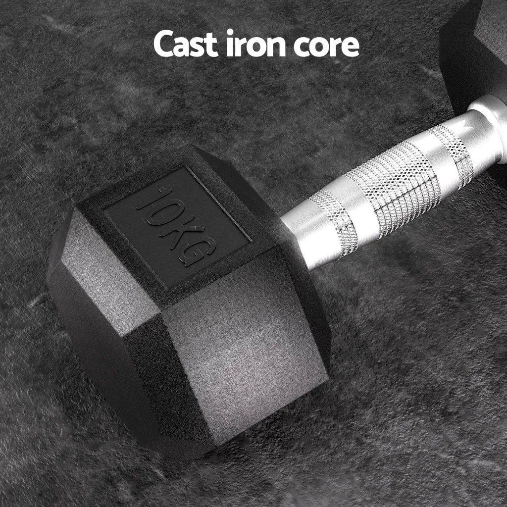 20kg hex dumbbells set with boxed accessories and matching pieces