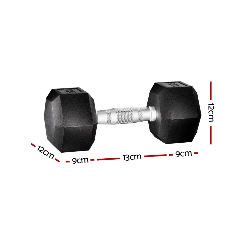 20kg hex dumbbells set with colour matched pieces and support fittings