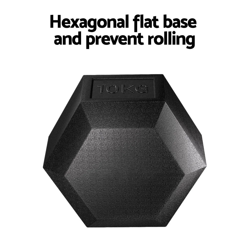 Hex dumbbells set with boxed accessories and matching pieces