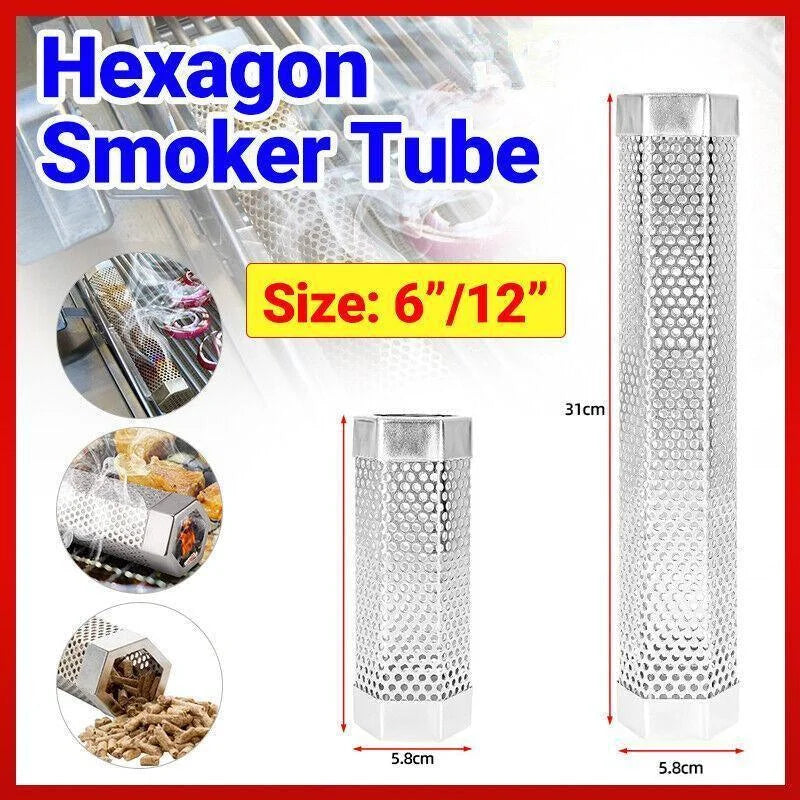 Hexagon Bbq Smoker Tube Stainless Steel Grill Accessory