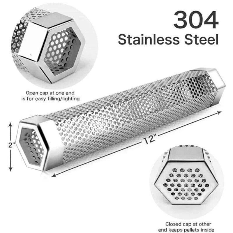 Hexagon Bbq Smoker Tube Stainless Steel Grill Accessory