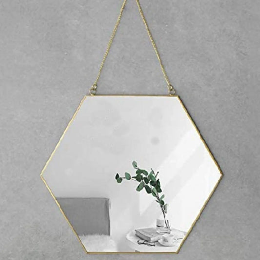 Hexagon Hanging Wall Mirror Decor - Gold - Home & Garden