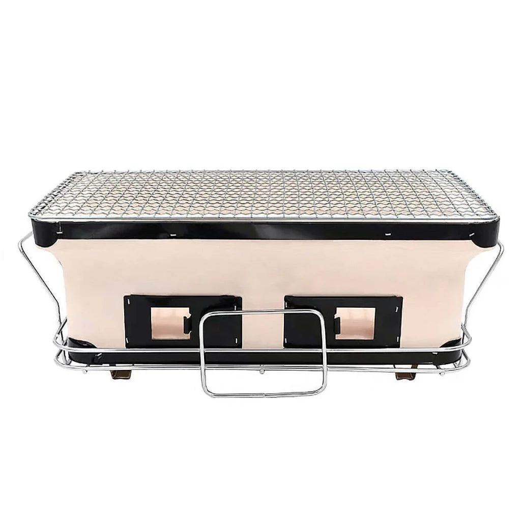 Hibachi Tabletop Grill Portable Dual Charcoal BBQ Chambers