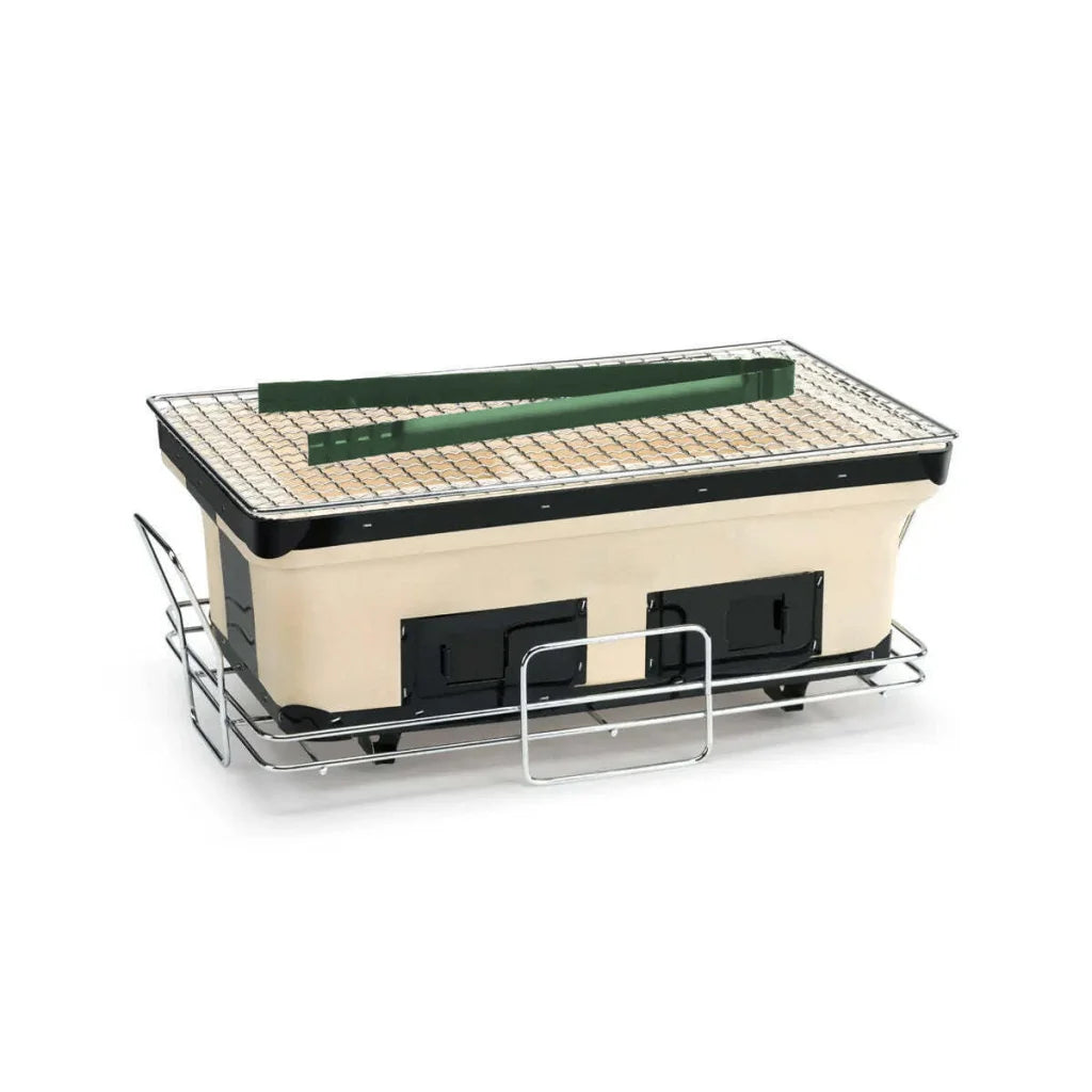 Hibachi Tabletop Grill Portable Dual Charcoal BBQ Chambers
