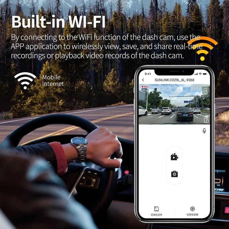 High Definition Car Wifi Dash Cam with Night Vision - 2k