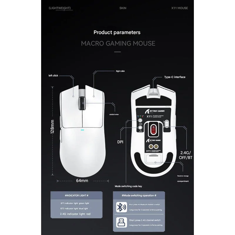 High-Performance Tri-Mode Wireless Gaming Mouse - 22000 DPI