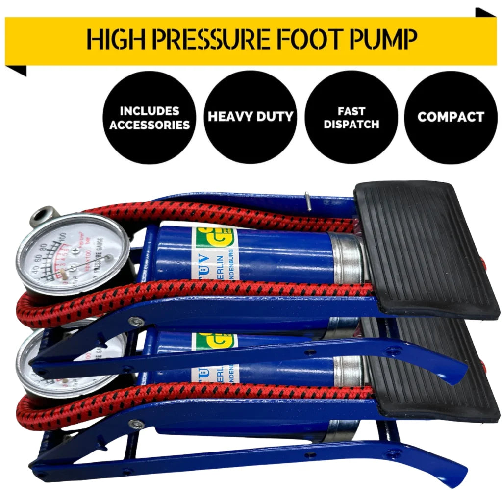 High Pressure Foot Pump Set of 2 for Ball Bicycle Motorbike