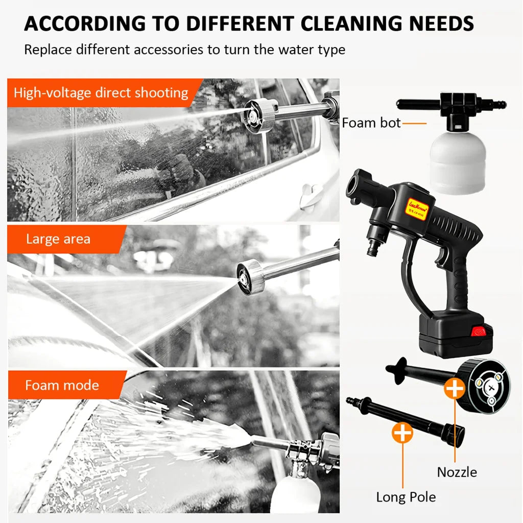 High Pressure Washer 3 in 1 Nozzle Portable Cordless