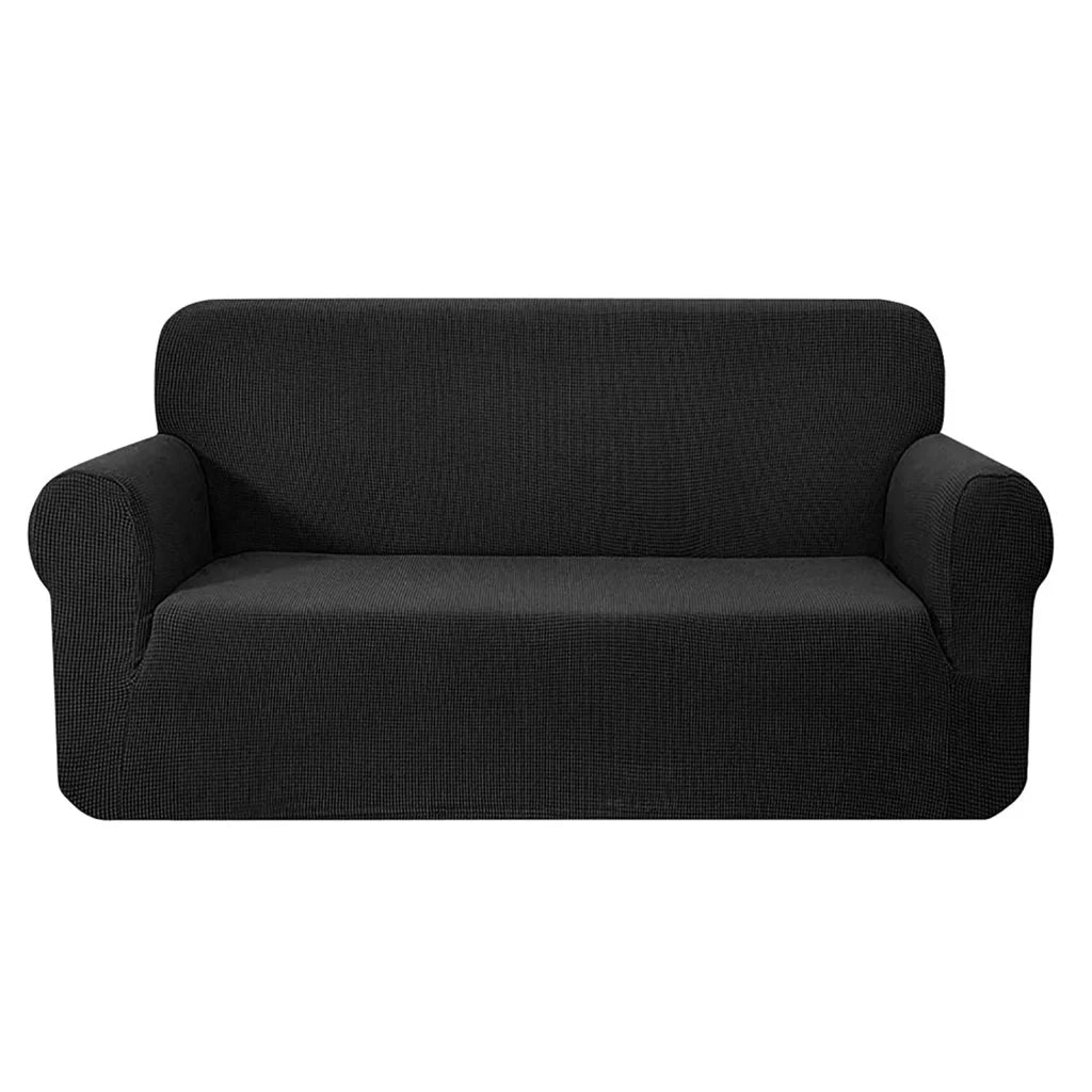 Black high stretch sofa with cover fabric and edge stitching