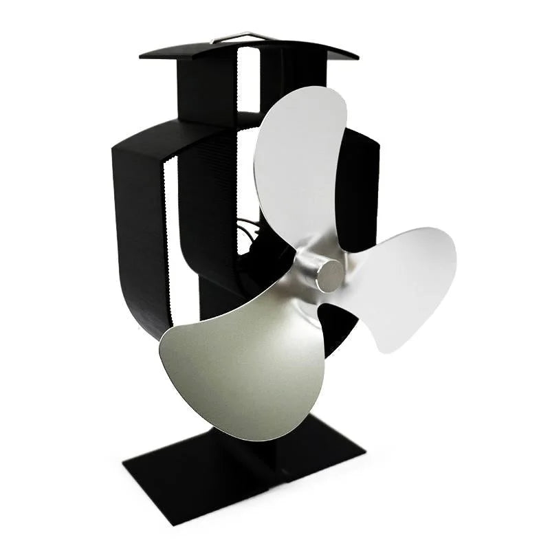 High-temp Metal Heat-powered Stove Fan - 3 Blades - Black