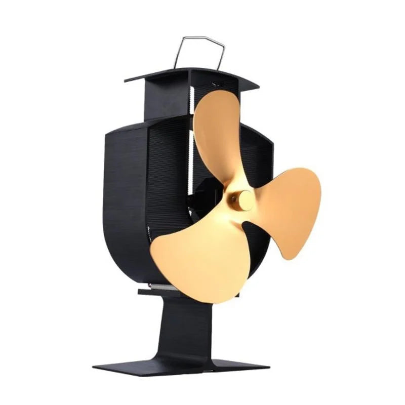 High-temp Metal Heat-powered Stove Fan - 3 Blades - Black