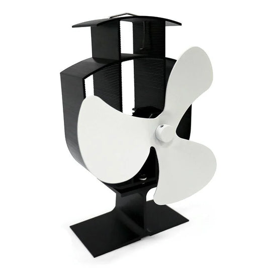 High-temp Metal Heat-powered Stove Fan - 3 Blades - White
