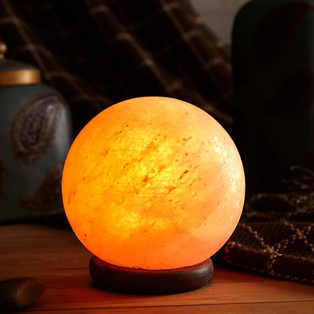 Himalayan Pink Salt Lamp 12V 12W 6.5’’ Ball Carved Rock
