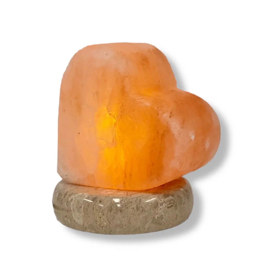 Himalayan Salt Lamp USB Heart Love Carved Shape Pink