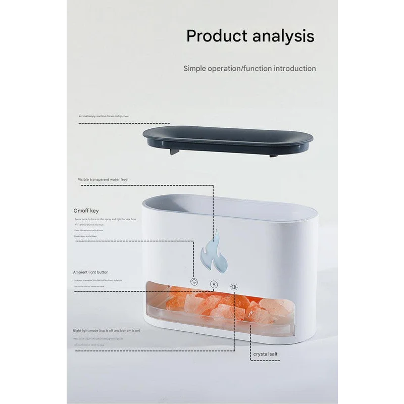 Himalayan Salt Stone Flame Aroma Diffuser & Humidifier - 7