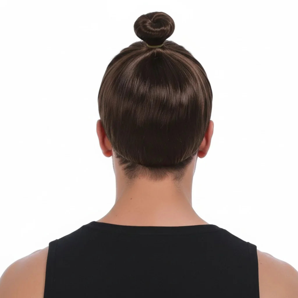 Hipster Trendy Hairstyle Adult Man Bun Wig Costume Hair
