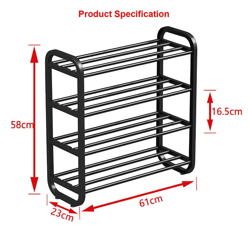 Hivvago 4-Layer Shoe Rack – Compact Steel Frame Organizer
