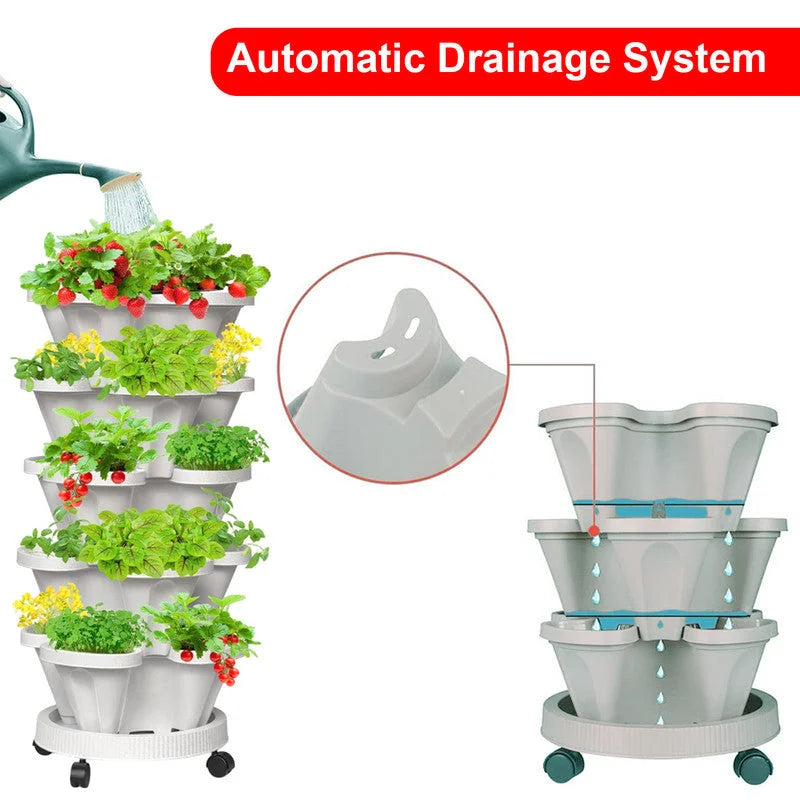 Hivvago 5-Tier Vertical Garden Planter – Stackable