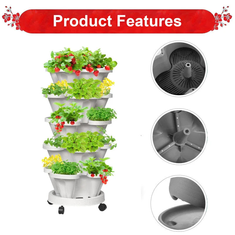 Hivvago 5-Tier Vertical Garden Planter – Stackable