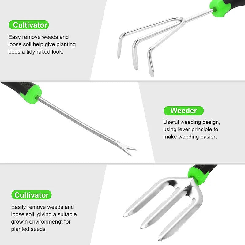 Hivvago 8-Piece Stainless Steel Garden Tool Set with Tote &