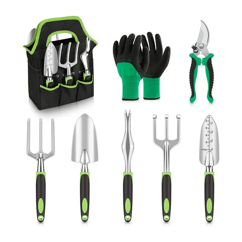 Hivvago 8-Piece Stainless Steel Garden Tool Set with Tote &