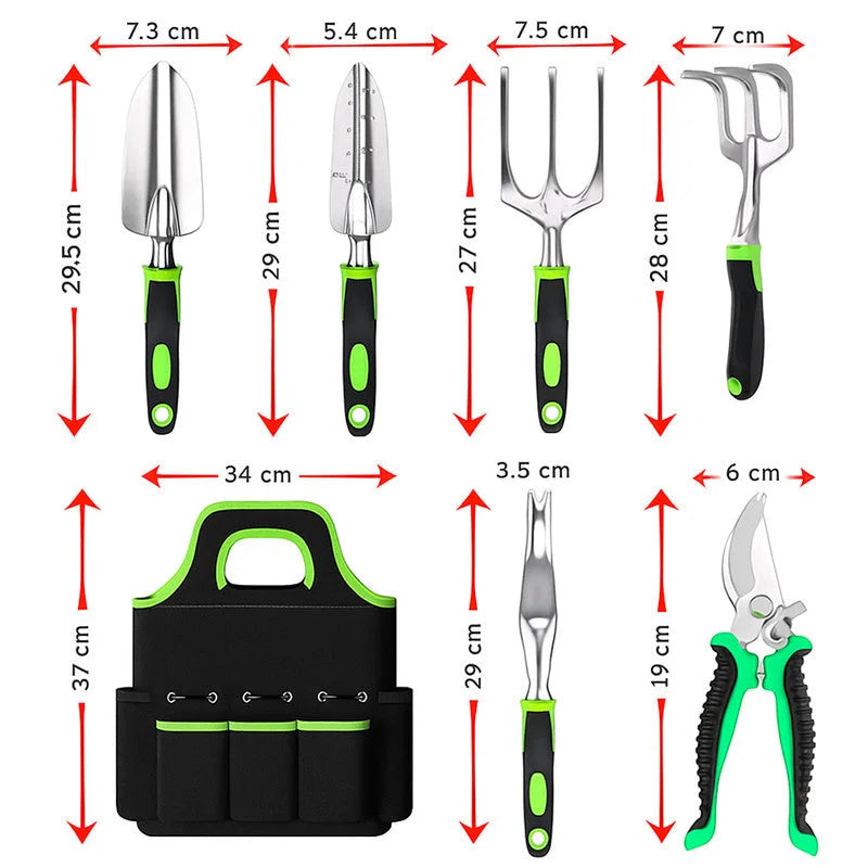 Hivvago 8-Piece Stainless Steel Garden Tool Set with Tote &