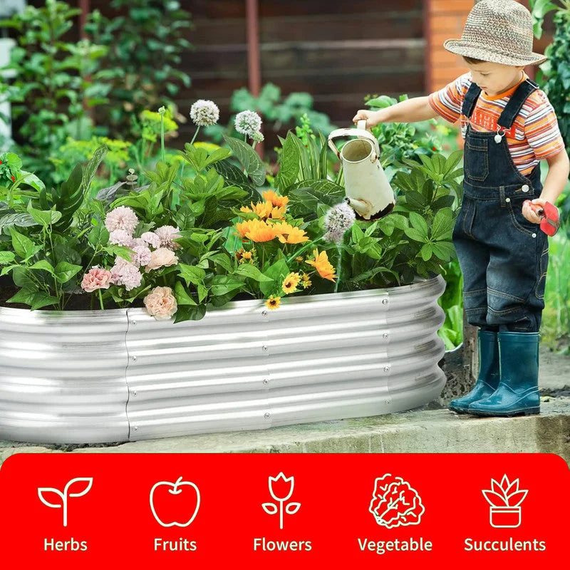 Hivvago Raised Garden Bed – Galvanized Steel Planter Box