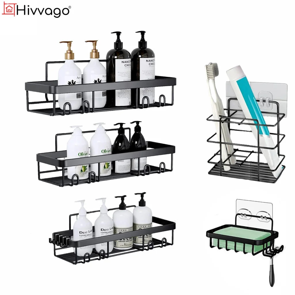 Hivvago Stainless Steel Bathroom Organizer with Adhesive
