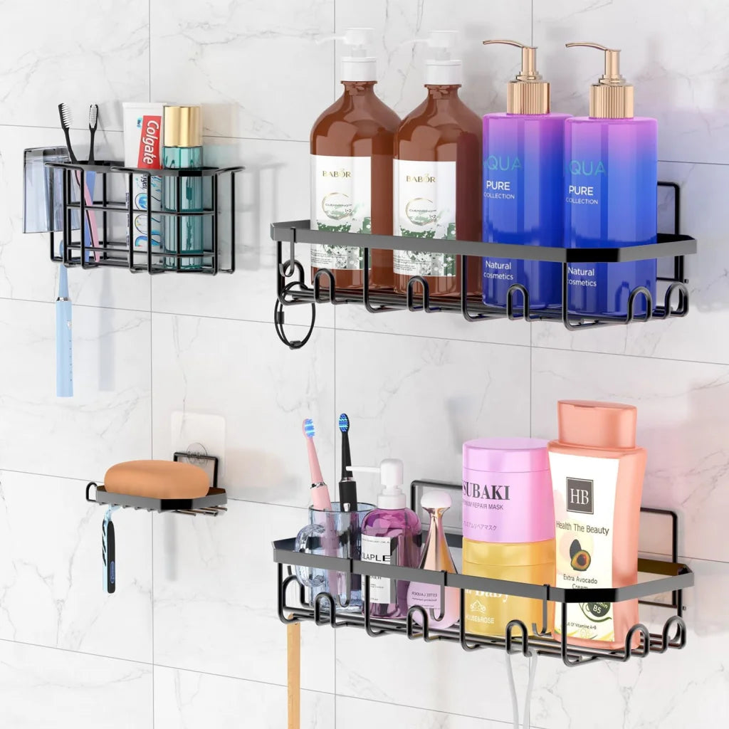 Hivvago Stainless Steel Bathroom Organizer with Adhesive