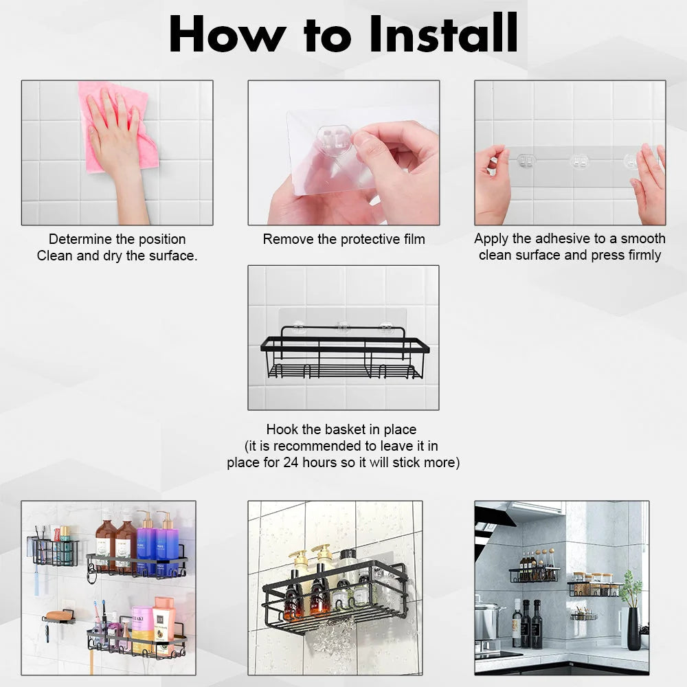 Hivvago Stainless Steel Bathroom Organizer with Adhesive