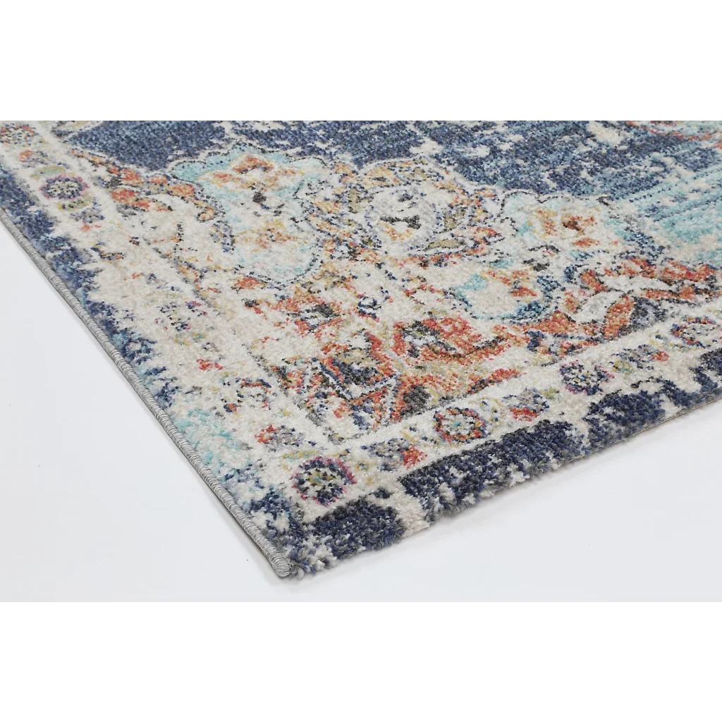 Hollow Medalion Transitional Navy Multi Rug 160x230 - Home