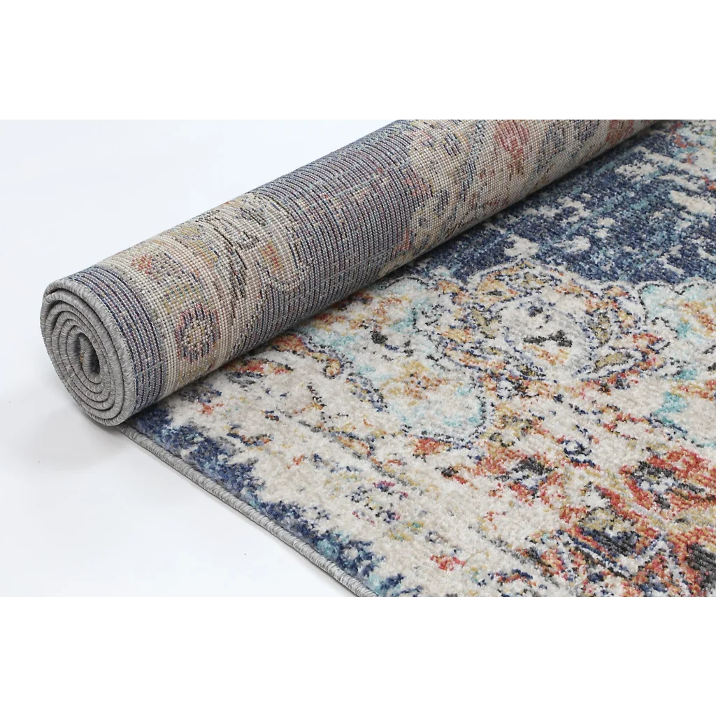 Hollow Medalion Transitional Navy Multi Rug 280x380 - Home
