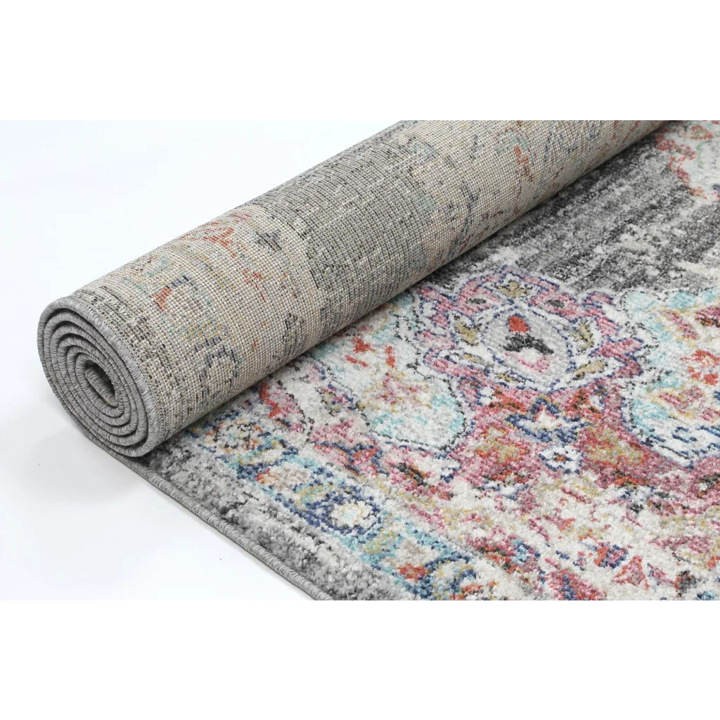 Hollow Medallion Transitional Grey Rug - 240x330 - Home &