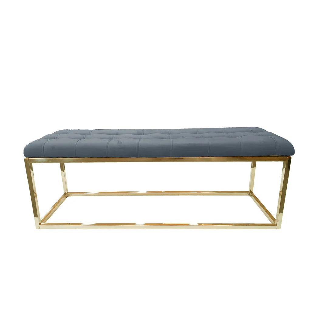 Holly Ottoman - Gold Base Dark Grey Seat - Furniture