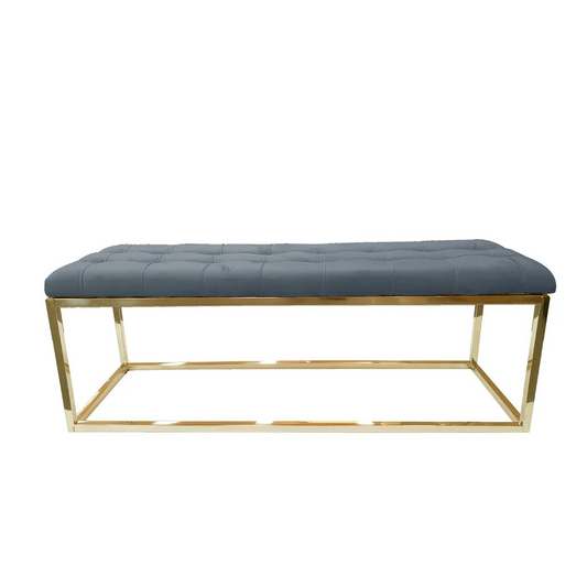 Holly Ottoman - Gold Base Dark Grey Seat - Furniture