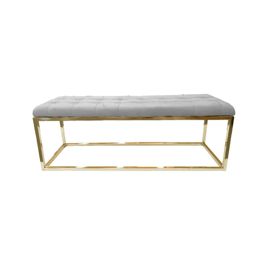 Holly Ottoman Gold Base - Light Grey Seat - Furniture