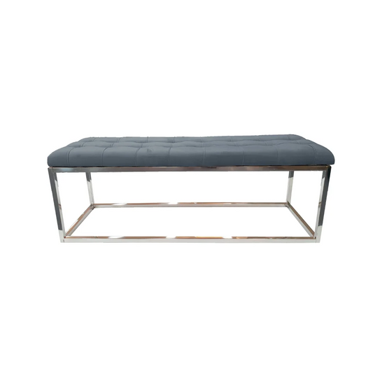 Holly Ottoman Silver Base - Dark Grey Seat - Furniture