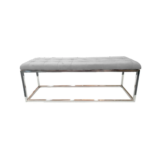 Holly Ottoman Silver Base - Light Grey Seat - Furniture