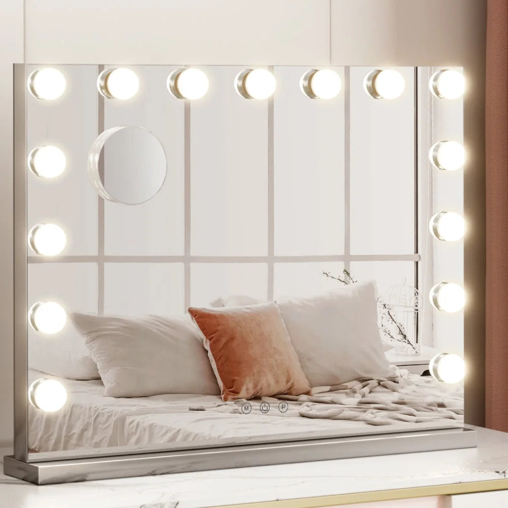 Hollywood Frameless Makeup Mirror with 15 LED Lighted