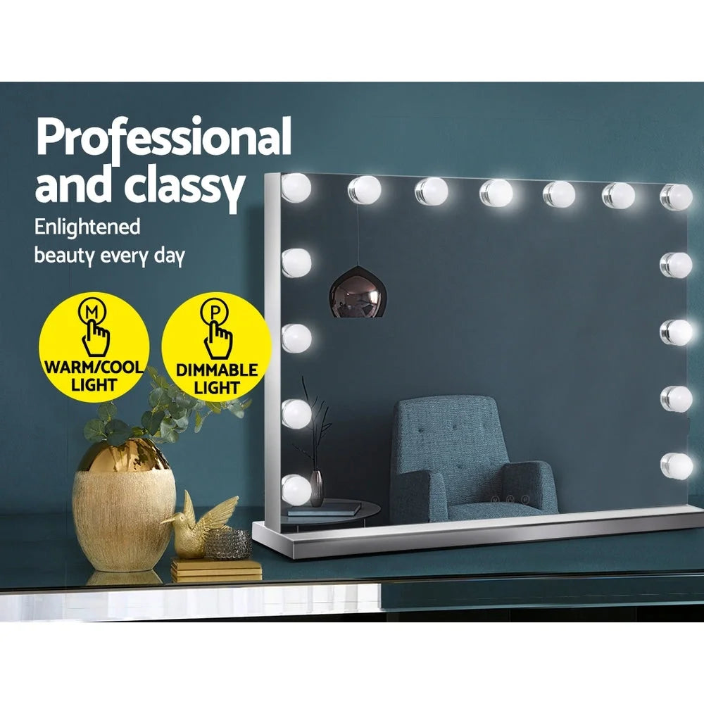 Hollywood Frameless Makeup Mirror with 15 LED Lighted