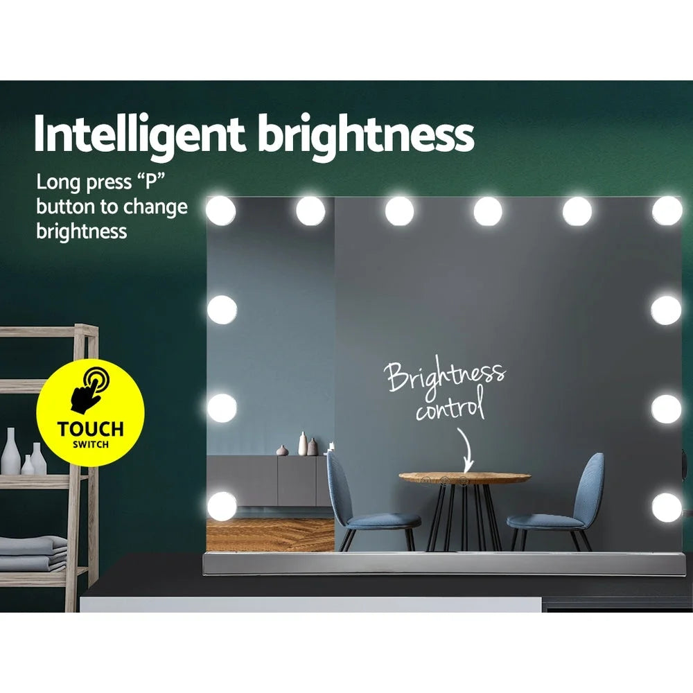 Hollywood Frameless Makeup Mirror with 15 LED Lighted