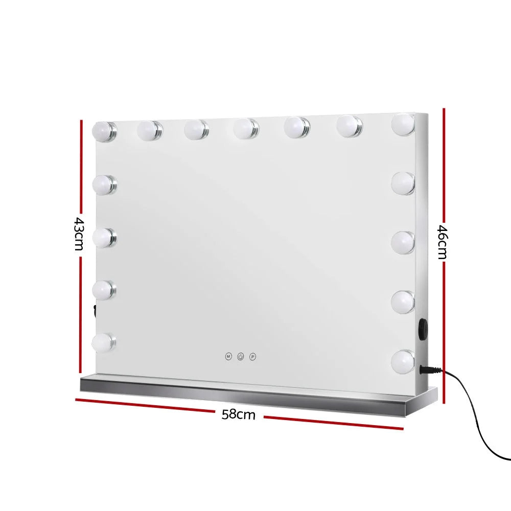 Hollywood Frameless Makeup Mirror with 15 LED Lighted